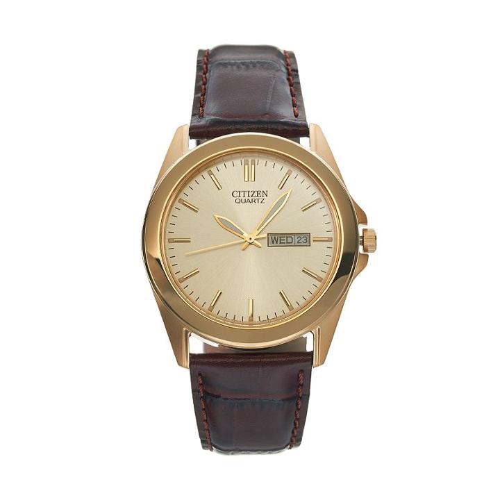 Citizen Men's Leather Watch - Bf0582-01p, Brown