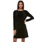 Women's Apt. 9&reg; Shirred Shoulder Fit & Flare Dress, Size: Large, Black