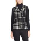 Women's Chaps Plaid Asymmetrical-zip Vest, Size: Small, Black