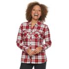 Petite Croft & Barrow&reg; Extra Soft Classic Button-down Shirt, Women's, Size: Xs Petite, Med Red
