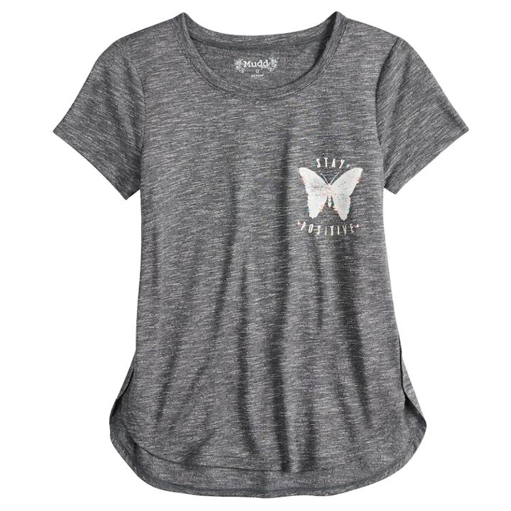 Girls 7-16 & Plus Size Mudd&reg; Graphic High-low Hem Tee, Size: 16, Grey (charcoal)