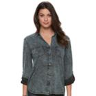 Women's Rock & Republic&reg; Cuffed Shirt, Size: Xl, Dark Blue