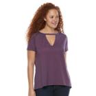 Plus Size Rock & Republic&reg; Cutout Burnout Tee, Women's, Size: 2xl, Red