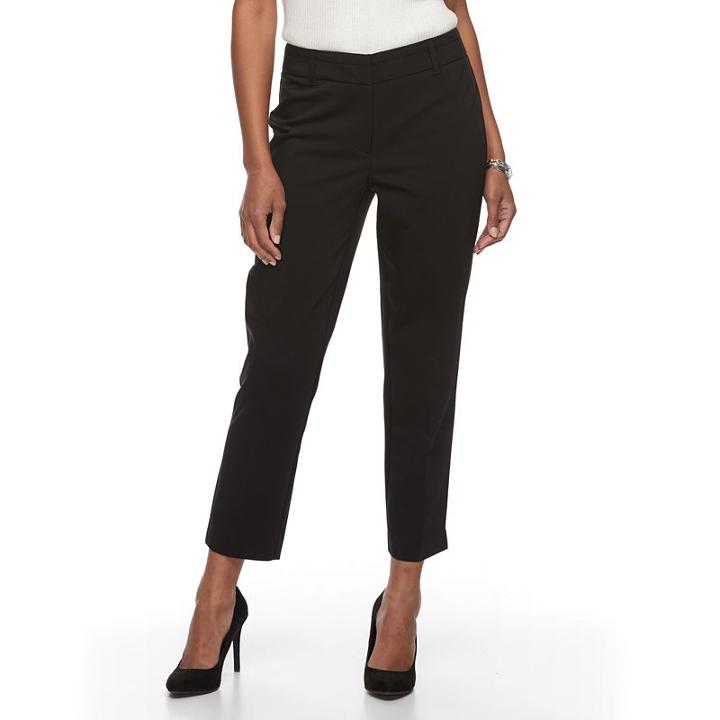 Women's Dana Buchman Faux-pocket Ankle Pants, Size: 10, Black