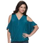 Women's Jennifer Lopez Cold-shoulder Necklace Top, Size: Xl, Dark Blue