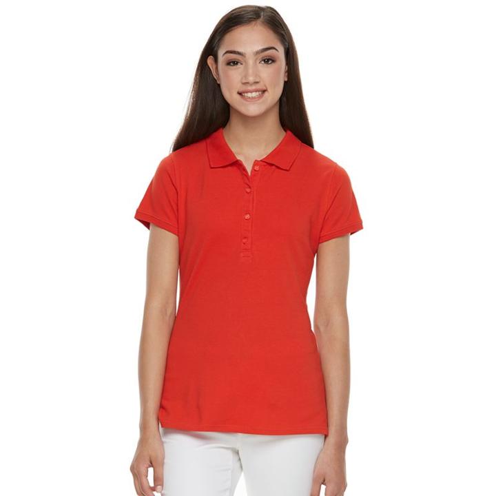 So&reg; Solid School Uniform Juniors' Polo, Teens, Size: Large, Brt Red