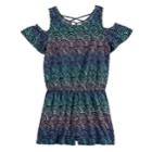 Girls 7-16 So&reg; Strappy Cold Shoulder Romper, Size: L/12, Black