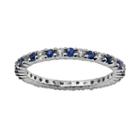10k White Gold Blue And White Sapphire Eternity Wedding Ring, Women's, Size: 7