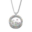 Blue La Rue Crystal Stainless Steel 1-in. Round Love Charm Locket - Made With Swarovski Crystals, Women's, Multi