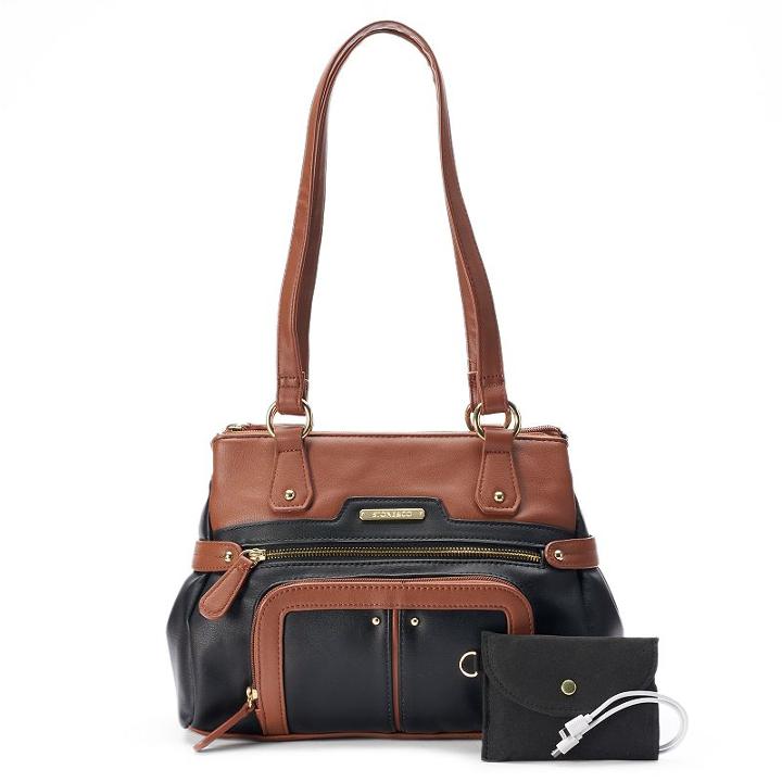 Stone & Co. Nadine Phone Charging Triple Entry Leather Satchel, Women's, Med Brown