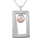 Sterling Silver Dyed Freshwater Cultured Pearl Rectangle Pendant, Women's, Size: 18, Pink