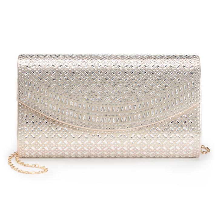 Lenore By La Regale Lattice Pattern Flap Clutch, Women's, Gold