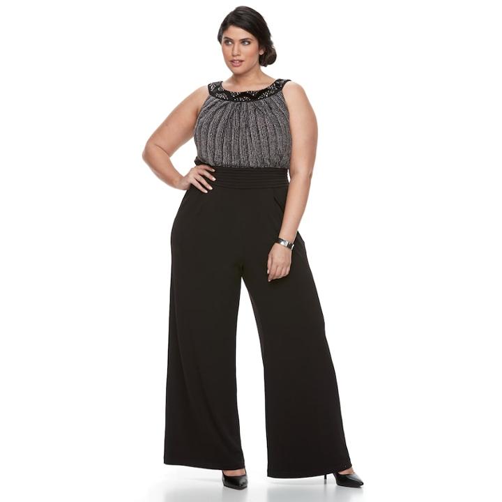 Plus Size Chaya Embellished Sleeveless Jumpsuit, Women's, Size: 24 W, Black
