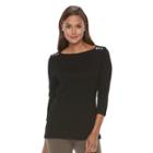Women's Croft & Barrow&reg; Button-shoulder Top, Size: Xxl, Black