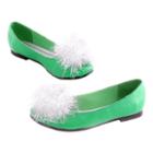 Satin Costume Ballet Flats - Adult, Size: 8, Green