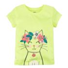 Girls 4-6x Carter's Floral Crown Cat Tee, Size: 4-5, Yellow