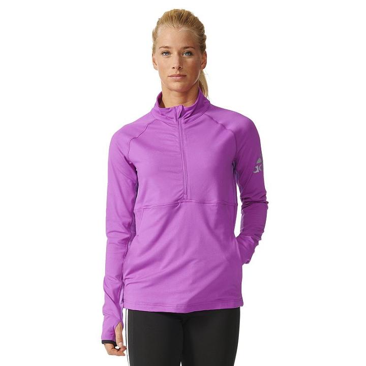 Women's Adidas Quarter Zip Jacket, Size: Large, Brt Purple