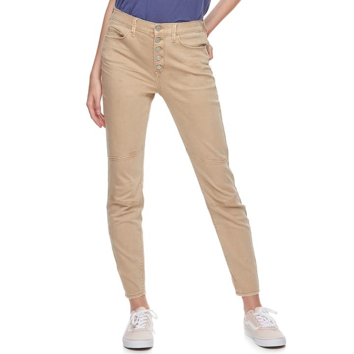 Juniors' Mudd High-waisted Skinny Pants, Teens, Size: 5, Dark Beige