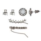 Mudd&reg; Stone Cluster, Button & Crawler Earring Set, Women's, Black