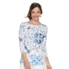 Women's Croft & Barrow&reg; Button-shoulder Boatneck Tee, Size: Xl, Dark Blue