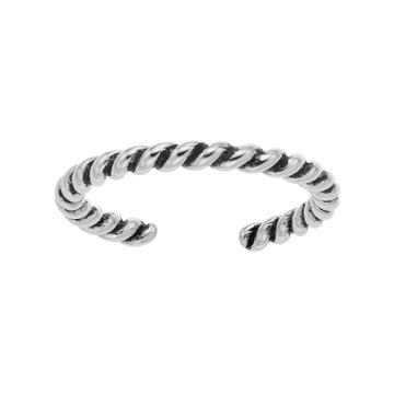 Sterling Summer Antiqued Rope Toe Ring, Women's, Silver