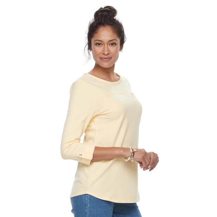 Women's Croft & Barrow® Roll-tab Pique Top, Size: Xl, Gold