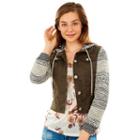 Juniors' Wallflower Marled Sleeve Utility Jacket, Teens, Size: Xs, Brt Green