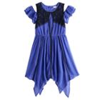 Disney D-signed Descendants 2 Girls 7-16 Cold Shoulder Lace Trim Handkerchief Hem Dress, Size: Small, Brt Blue