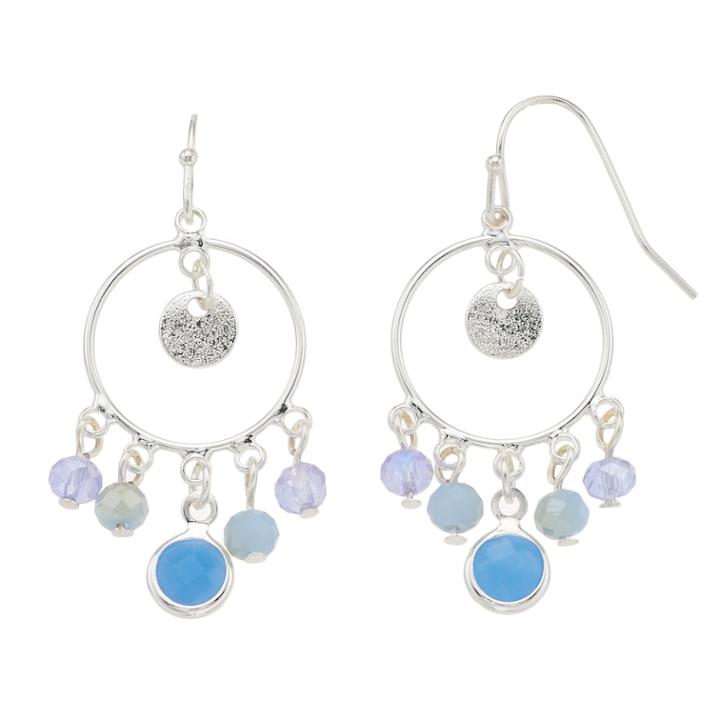 Lc Lauren Conrad Blue Bead Nickel Free Hoop Drop Earrings, Women's