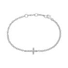Sterling Silver 1/10-ct. T.w. Diamond Sideways Cross Bracelet, Women's, Size: 7, White