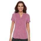 Petite Croft & Barrow&reg; Button-down Pocket Shirt, Women's, Size: Xl Petite, Med Purple