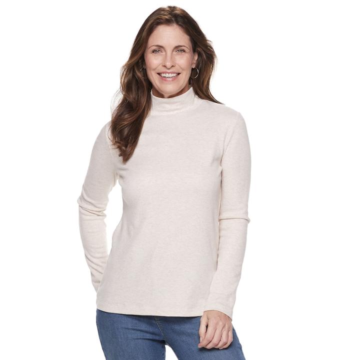 Women's Croft & Barrow&reg; Essential Mockneck Top, Size: Large, Lt Beige