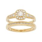 14k Gold 1/2 Carat T.w. Igl Certified Diamond Cushion Halo Engagement Ring Set, Women's, Size: 8, White