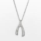 Sterling Silver 1/5-ct. T.w. Round-cut Diamond Wishbone Pendant, Women's, Size: 18, White