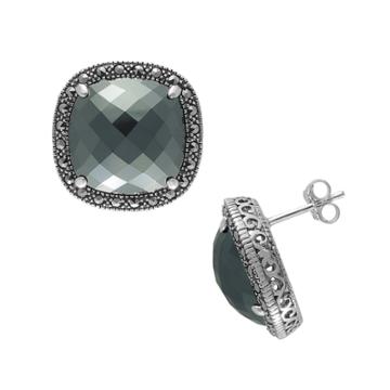 Lavish By Tjm Sterling Silver Hematite Button Stud Earrings - Made With Swarovski Marcasite, Grey