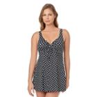 Women's Croft & Barrow&reg; Tummy Slimmer Bow-front Swimdress, Size: 18, Oxford