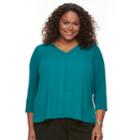 Plus Size Dana Buchman High-low V-neck Top, Women's, Size: 3xl, Green