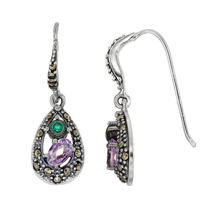 Tori Hill Sterling Silver Gemstone Teardrop Earrings, Women's, Multicolor