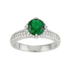 Sterling Silver Simulated Emerald & Lab-created White Sapphire Halo Ring, Women's, Size: 9, Green