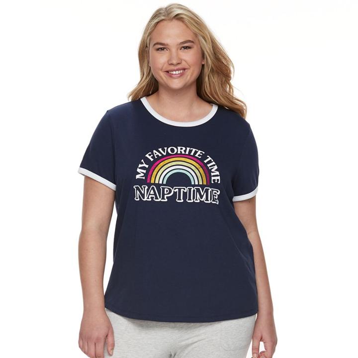 Juniors' Plus Size So&reg; Beach Squad Ringer Tee, Size: 1xl, Blue