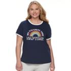 Juniors' Plus Size So&reg; Beach Squad Ringer Tee, Size: 1xl, Blue