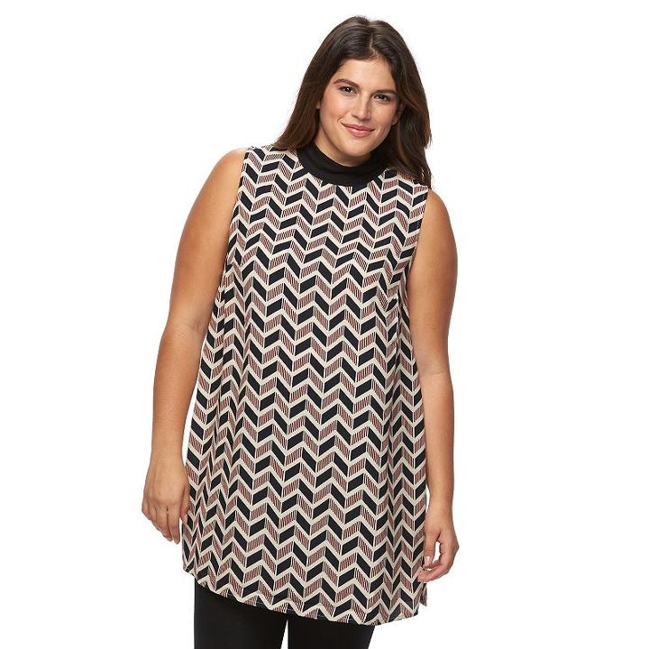 Plus Size Design 365 Chevron Tunic, Women's, Size: 1xl, Blue (navy)
