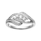 Sterling Silver 1/4 Carat T.w. Diamond 3-stone Bypass Ring, Women's, Size: 6, White