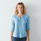 Women's Sonoma Goods For Life&trade; Utility Roll-tab Shirt, Size: Xxl, Med Blue