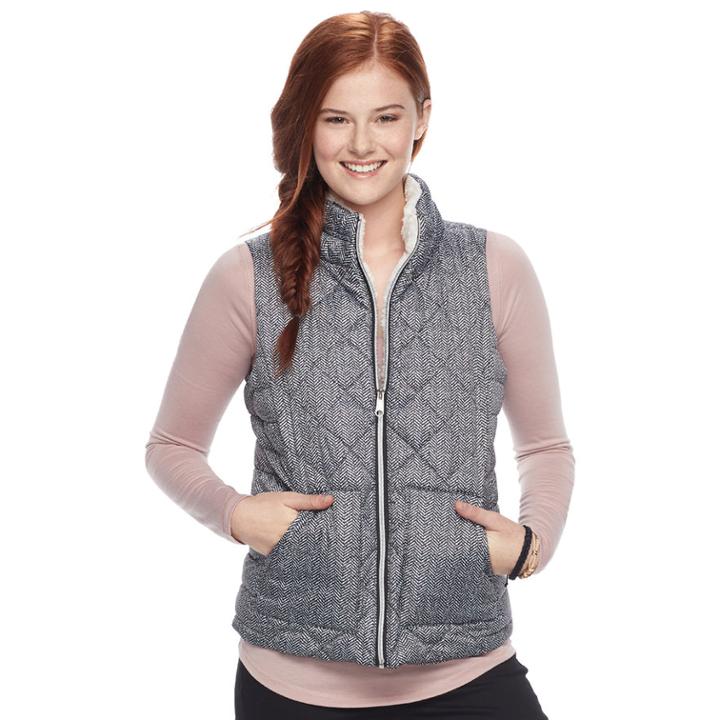 Juniors' So&reg; Sherpa Lined Puffer Vest, Teens, Size: Small, Natural