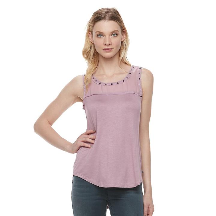 Women's Rock & Republic&reg; Mixed-media High-low Tank, Size: Xl, Med Purple