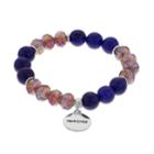 Purple Bead & Imagine Charm Stretch Bracelet, Women's