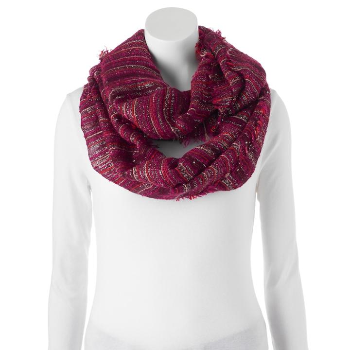 Apt. 9&reg; Slubbed Striped Infinity Scarf, Women's, Dark Red
