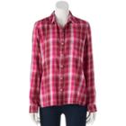Juniors' So&reg; Plaid High-low Shirt, Teens, Size: Xl, Red