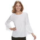 Women's Apt. 9&reg; Poplin Bell-sleeve Top, Size: Xl, White